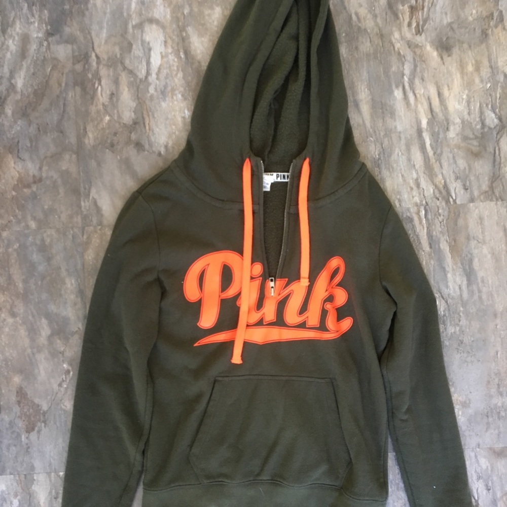 PINK quarter zip hooded sweatshirt